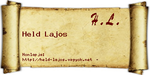 Held Lajos névjegykártya